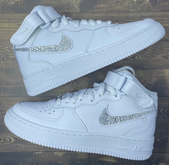 Bling Rhinestone Nike Air Force 1 Mids Athletic Sneakers Street Wear Trendy  Fashion - Etsy