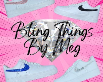 Women’s Bling Rhinestone Nike Air Force 1 Sneakers | cute trendy | Free shipping | bedazzled swoosh