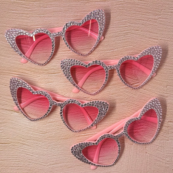 Bedazzled Heart Glasses Pink Rhinestone Valentine's Day Gift