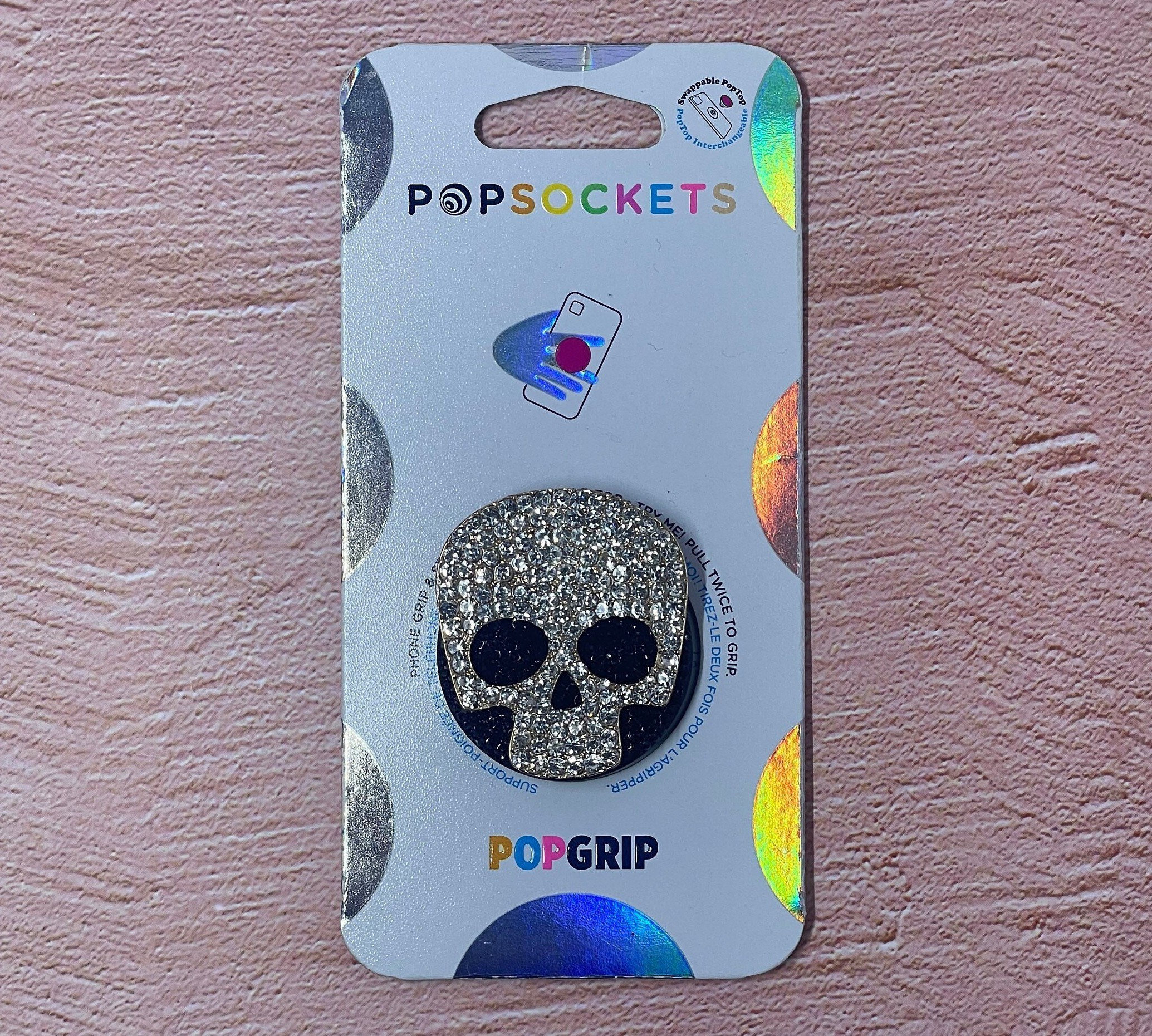 Bling Skull Popsocket Scary Halloween Rhinestone Phone Grip