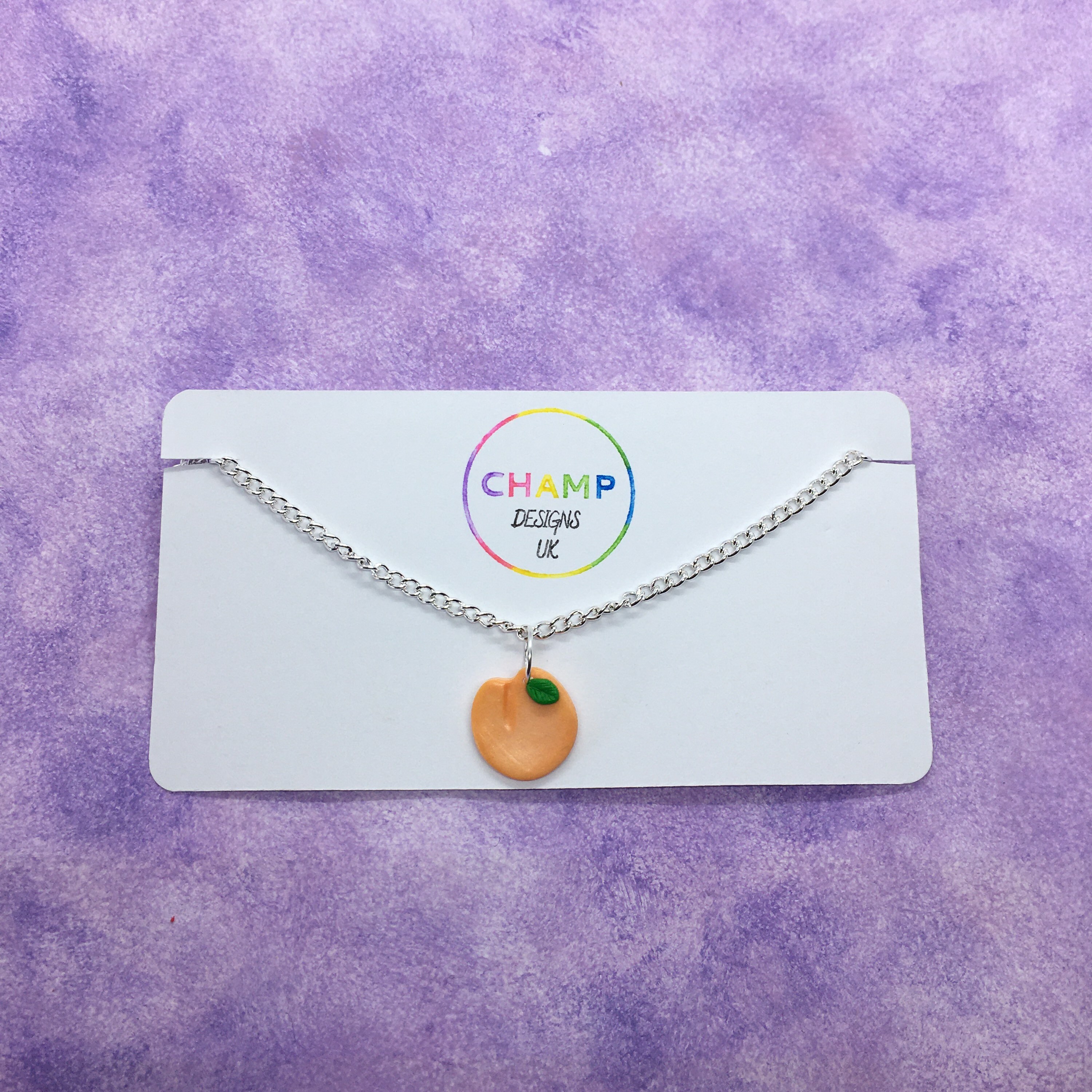 Fruit Charm Necklace Made From Polymer Clay pineapple, Strawberry, Lemon, Lime, Peach and Orange