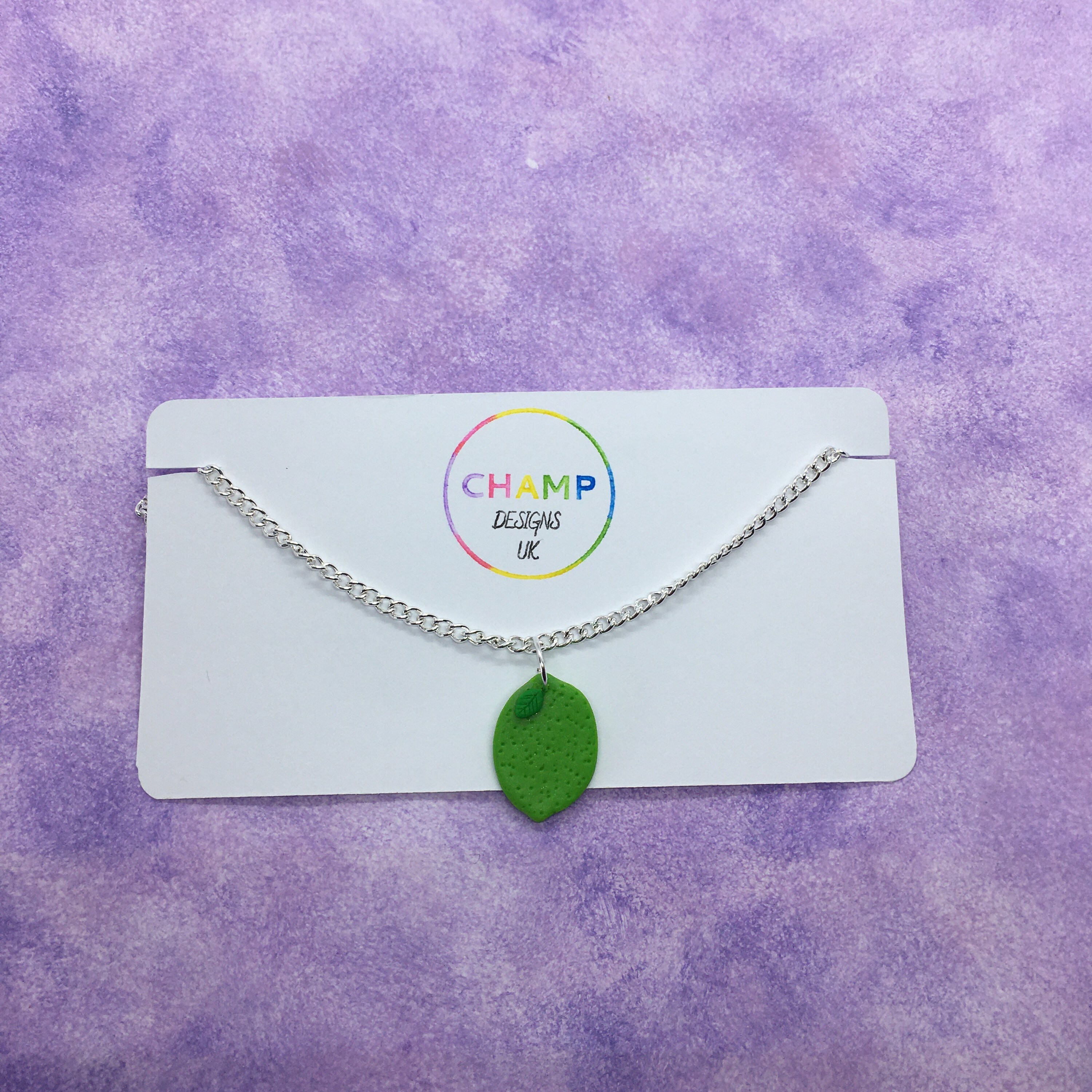 Fruit Charm Necklace Made From Polymer Clay pineapple, Strawberry, Lemon, Lime, Peach and Orange