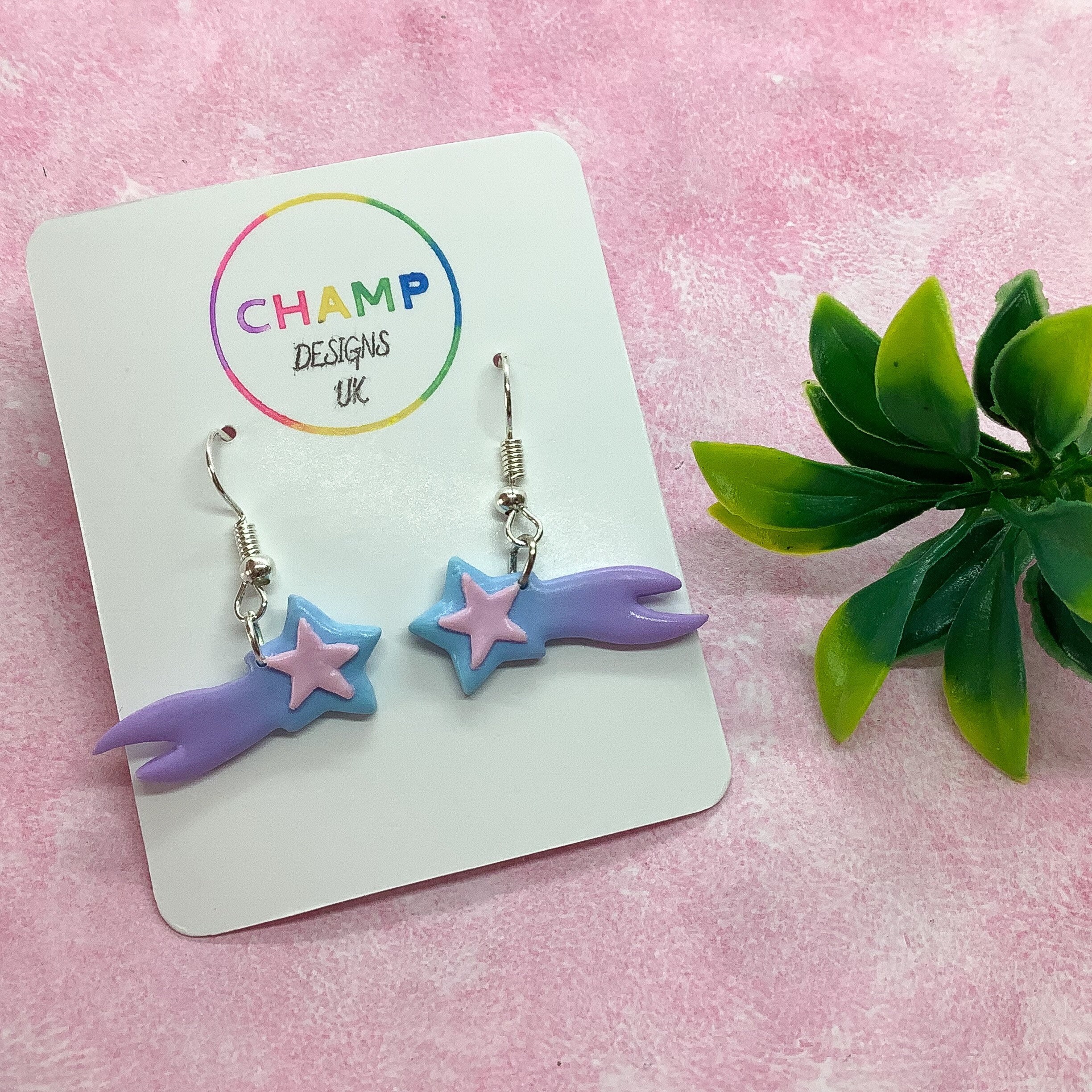 Pastel Shooting Star Dangle Earrings Etsy.de