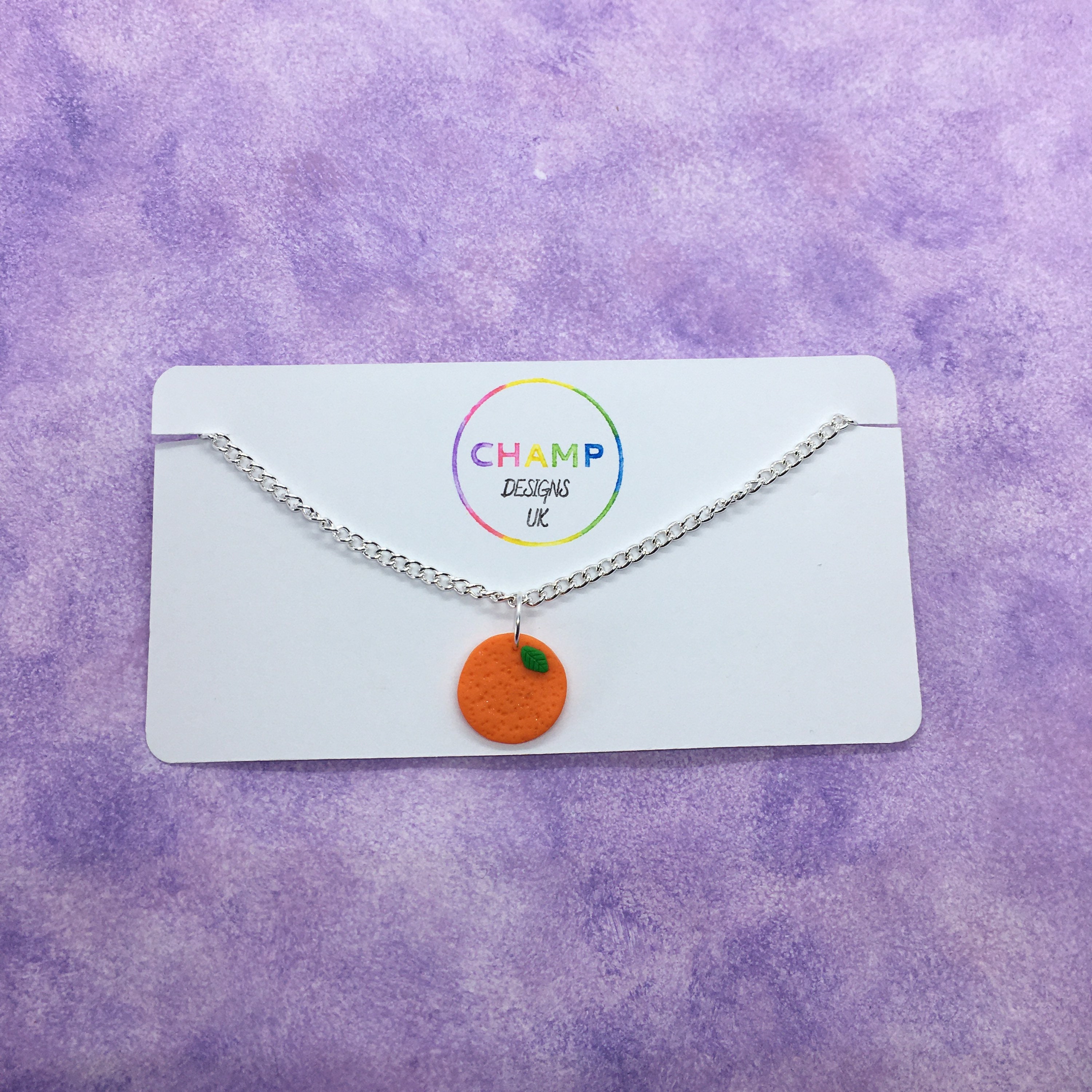 Fruit Charm Necklace Made From Polymer Clay pineapple, Strawberry, Lemon, Lime, Peach and Orange