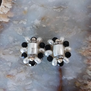 Marvella Faux Pearl Rhinestone Clip on Earrings
