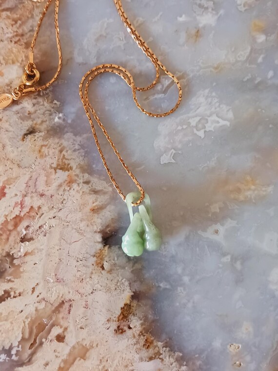 Jade Double Interlinking Cherry/Peach Pendant Nec… - image 2