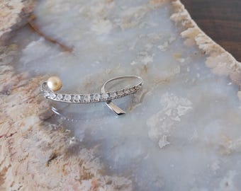 Pearl Sparkle Sterling Silver Vintage Brooch