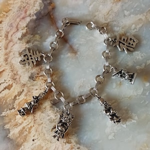 Vintage Asian Charm Bracelet: Good Luck, Buddha, Retro Style