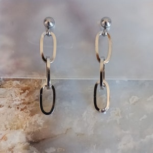 Stainless Steel Paper Clip Dangle Earrings