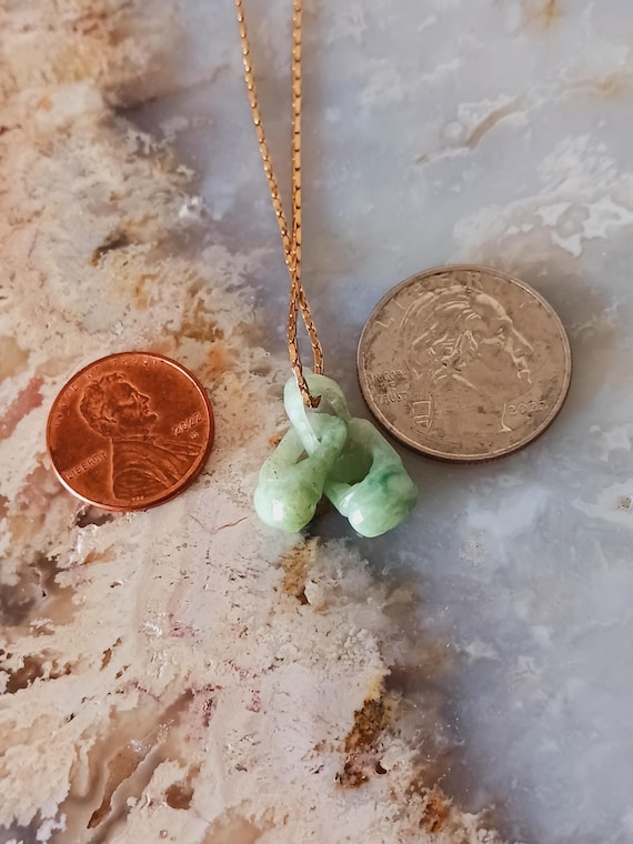 Jade Double Interlinking Cherry/Peach Pendant Nec… - image 10