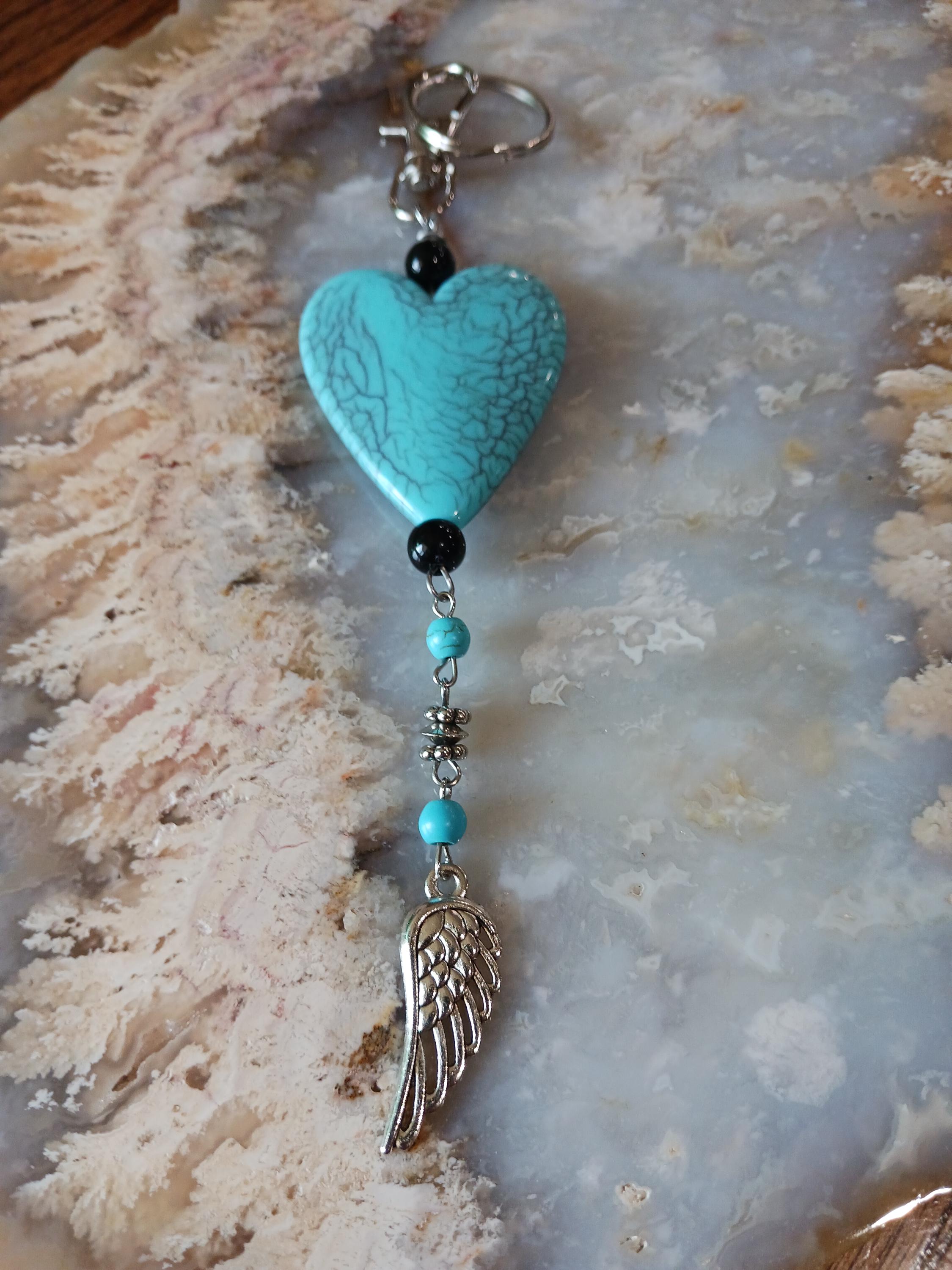 Turquoise Heart (Faux) Purse/Bag/Key Charm