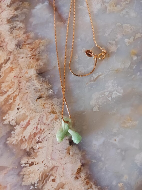 Jade Double Interlinking Cherry/Peach Pendant Nec… - image 7