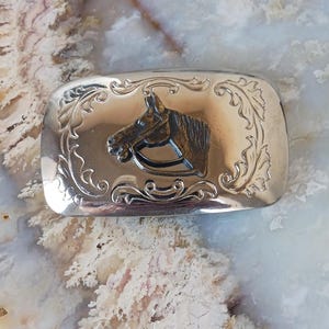 Horse Silver and Brass Tones Belt Buckle Vintage Made in USA