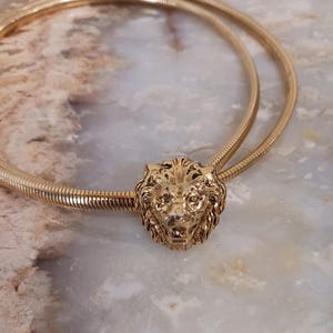 Vintage 80s Accessocraft NYC Signed Gold Lion Head Chain Tassel Buckle Belt Vintage Accessocraft NYC Lion Head Gold Tone Stretch Belt - Etsy main image 4