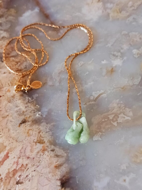 Jade Double Interlinking Cherry/Peach Pendant Nec… - image 3