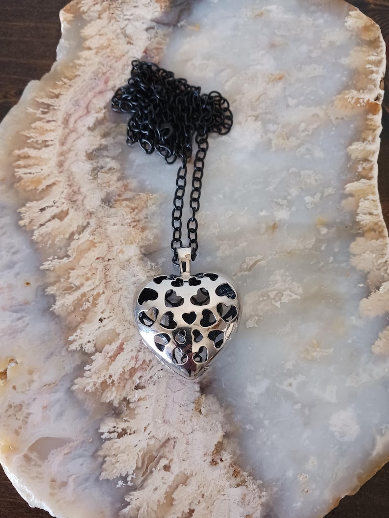 Brighton Inspired Puff Heart Red Rhinestone Pendant Necklace Vintage image 4