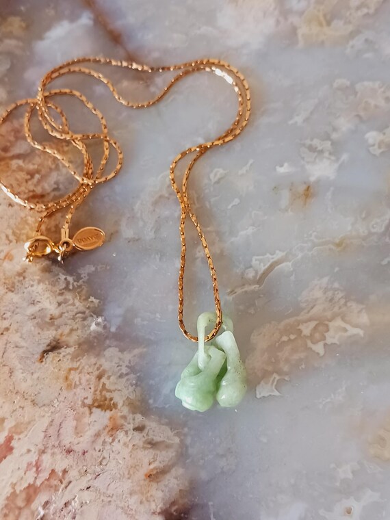 Jade Double Interlinking Cherry/Peach Pendant Nec… - image 4