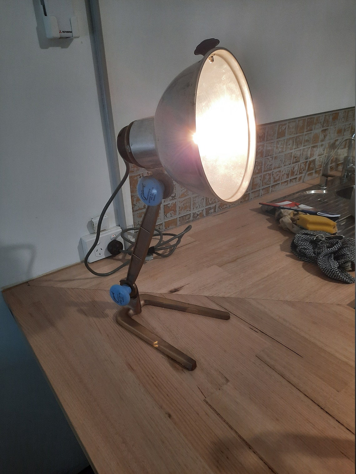 Industrial Heat Lamp Retrofitted with light Etsy