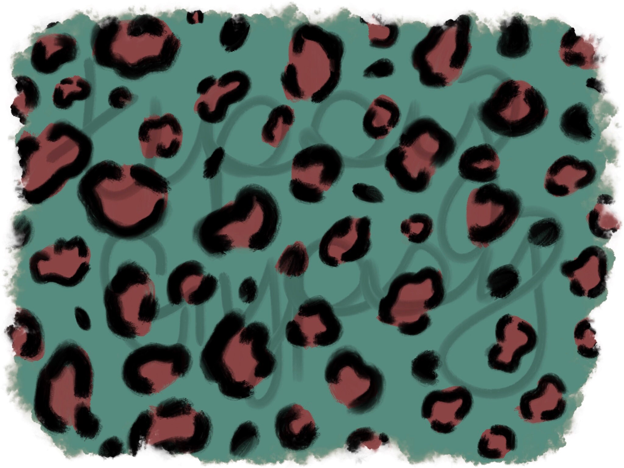 Green leopard background PNG digital download Etsy