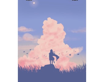 Aesthetic pastel clouds print | Anime girl manga room decor aesthetic