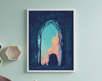 Flying Bison | Appa Anime Wall Art Print | Kawaii Room Aesthetic Decor