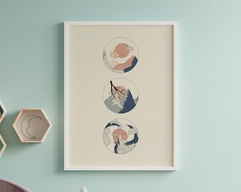 Japan Art - Nature Illustration Landscapes Print | Japanese Room Decor Aesthetic Poster