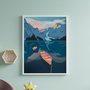 Impression d'art murale Nordic Canada Blue Lake | Affiche de voyage du parc national de Vancouver