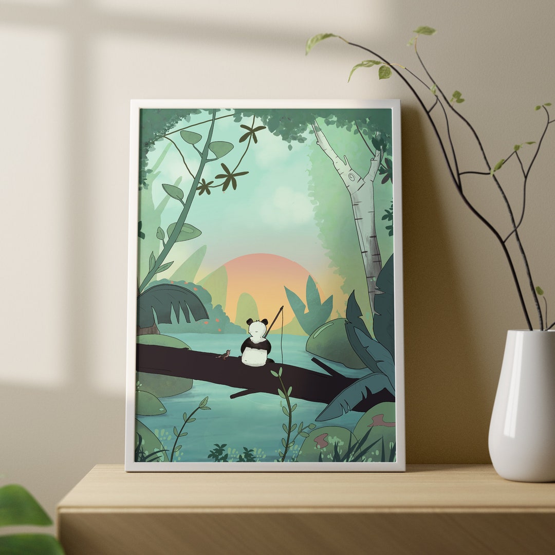 Cute Nursery Panda Wall Art Print | Safari Nursery Aesthetic Indie Room ...