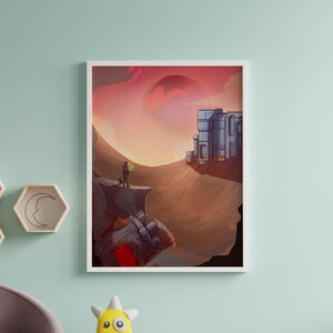 Space Mission Exploration Illustration Print | Wall Art Aesthetic Room Decor