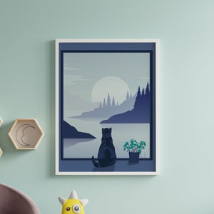 Cat Art Print - Cat Lover Gift Room Decor Wall Art Poster