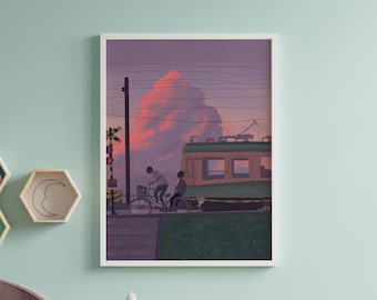 Japanese Train | Anime Scene Room poster | Room Aesthetic Wall Art decor