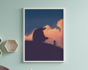 Il mio vicino amico / Stampa estetica anime Lofi / Decorazione artistica da parete del film giapponese