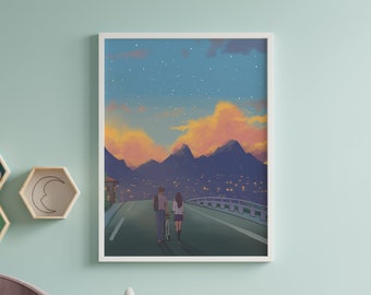 Anime Movie Sunset walk in Japan | Lofi Anime Aesthetic Room Decor