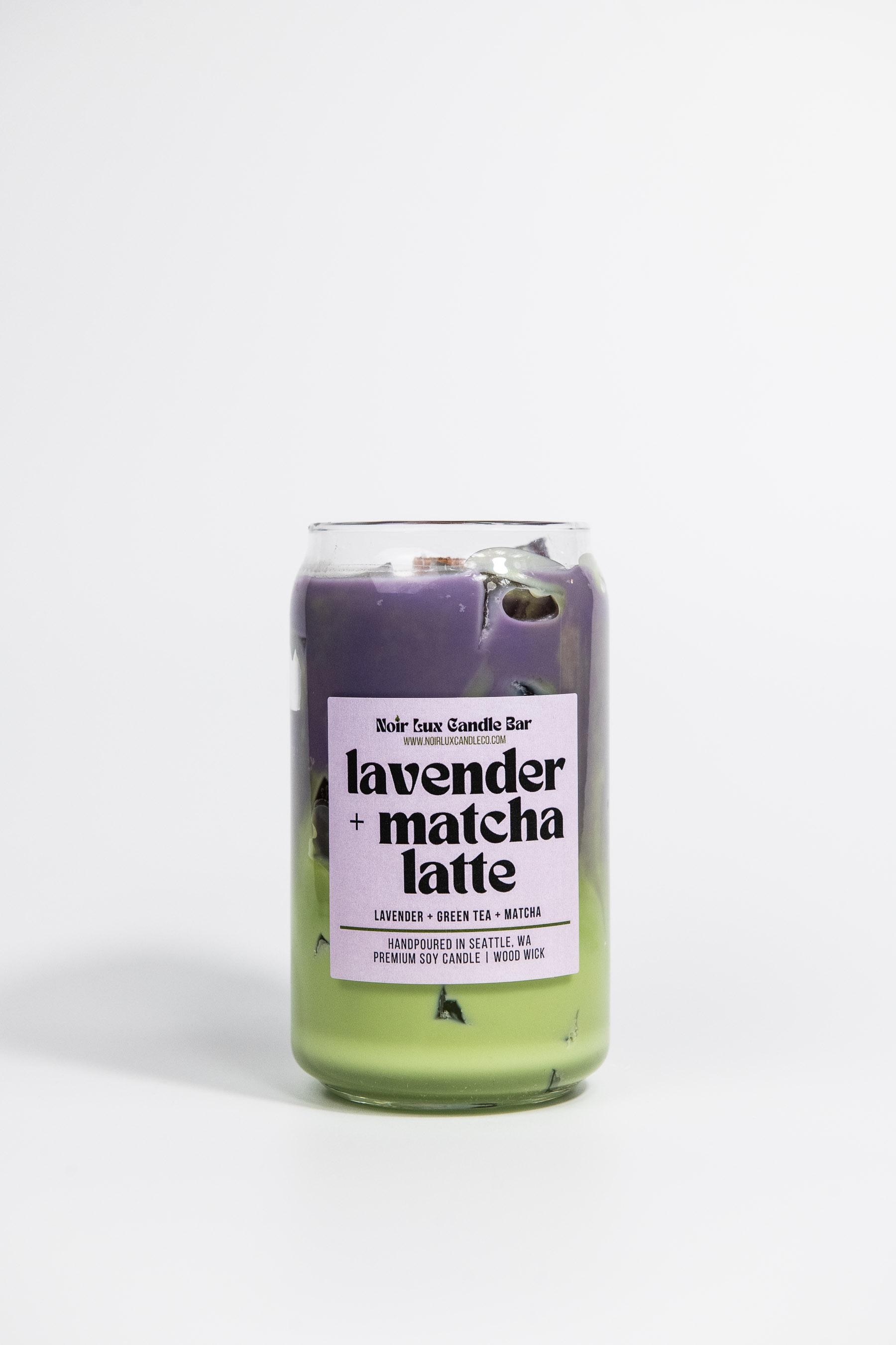 Iced Lavender Matcha Latte Candle | Soy Wax | Wood Wick | Scented Handmade Candle | Gifts | Coffee Scented Candle