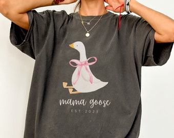 Mama Goose Shirt,Comfort Colors Pregnancy Shirt,Pregnancy Shirt Mom,Silly Goose,Pregnancy Shirt Bow,Baby Announcement,Balletcore
