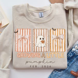 Halloween Pregnancy Announcement Sweatshirts, Fall Pregnancy Reveal,Baby Announcement Sweatshirt,Maternity Sweatshirt Gift,Expecting Mom