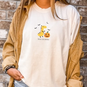Halloween Dinosaur Shirt, Spooky Dino Tshirt, Dinosaur Lover Gift, Funny Tee Women's, Oversized Comfort Colors, Dinosaur Women Shirt