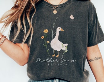 Mother Goose Shirt,Comfort Colors Pregnancy Shirt,Pregnancy Shirt Mom,Silly Goose,Pregnancy Shirt Gift,Mama Goose Tee,Cottagecore,Mom Shirt