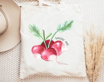 Radish Tote, Gardener Tote Bag, Radishes Graphic Tote, Vegetable Tote, Cute Foodie Gift, Plant Lover Gift, Gardening Gift, Totally Rad