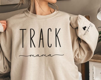 Custom Track Mom Sweatshirt with Kids Names on Sleeve,Track Mom Gift,Track Mom Sweatshirt,Personalized Gift for Mom,Track Meet Shirt for Mom