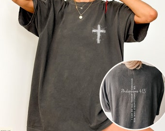 Comfort Color Cross Shirt,Custom Verse Christian Shirts,Christian TShirts,Bible Verse Shirt,Christians T Shirts,Jesus Apparel,Faith Shirt