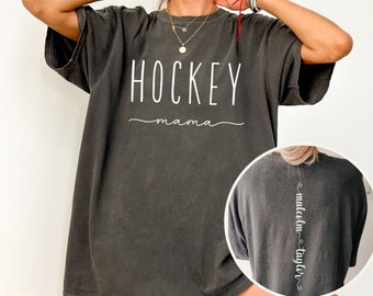 Custom Hockey Mom Shirt with Kids Names on Back, Hockey Mom Comfort Colors,Hockey Mama Tee,Gift for Hockey Mom,Personalized Gift for Mom