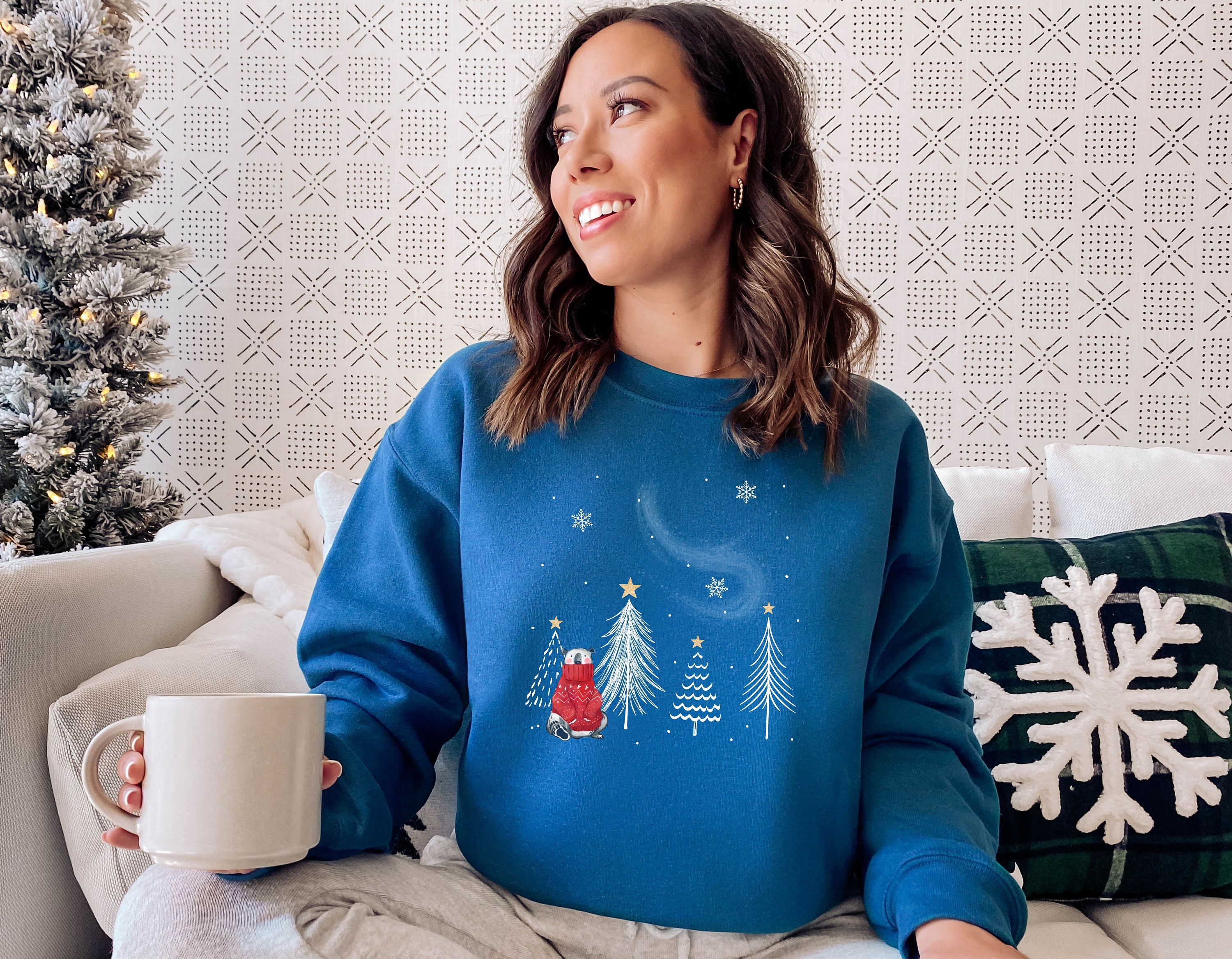 Polar Bear Sweater Cute Christmas Tree Sweatshirt Christmas - Etsy