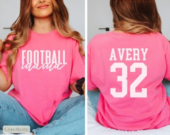 Custom Football Mom Shirt with Name on Back,Football Mom Shirt Comfort Colors,Football Mama Gift,Personalized Gift for Mom,Football Tee