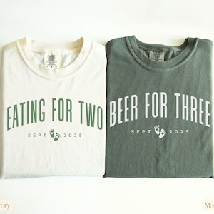 Eating For Two Beer for Three Pregnant Shirt,Funny Pregnancy Announcement Shirt, Pregnancy Reveal Shirt,Baby Announcement Shirts,Baby Reveal