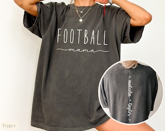Custom Football Mom Shirt with Kids Names on Back,Football Mom Shirt Comfort Color,Football Mama Gift,Personalized Gift for Mom,Football Tee