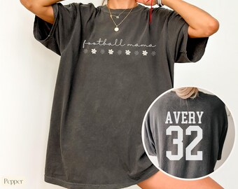 Custom Football Mom Shirt with Name on Back,Football Mom Shirt Comfort Colors,Football Mama Gift,Personalized Gift for Mom,Football Tee