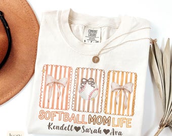 Custom Softball Mom Shirt,Comfort Colors Softball Shirt,Softball Mama Shirt,Gift for Softball Lover,Softball Gifts, Softball Game Day Shirt