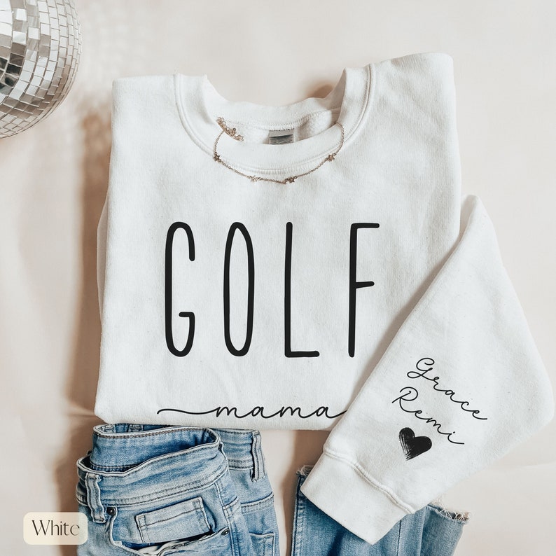 Custom Golf Mom Sweatshirt With Kids Names on Sleeve,golf Mom Gift,golf ...