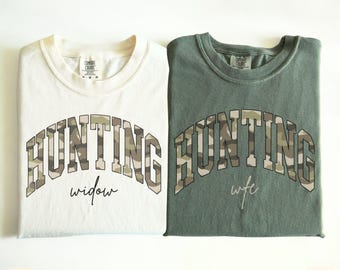 Hunting Wife Shirt,Hunting Widow Shirt,He's Hunting Shirt,Hunting Season Wife Shirt,Hunting Lover Deer & Duck TShirt,Gift for Hunters